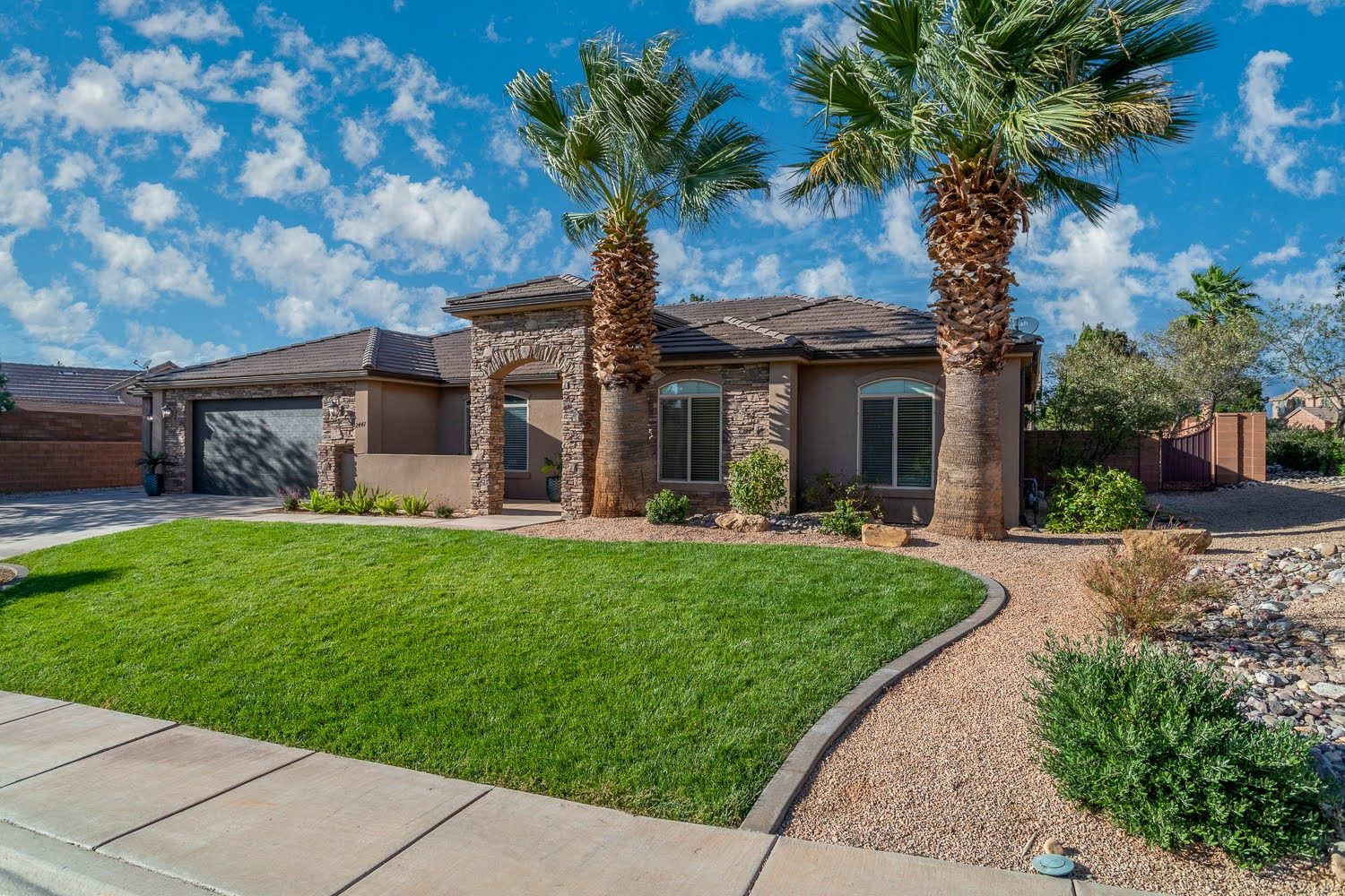 Neatly maintained green lawn and landscaping